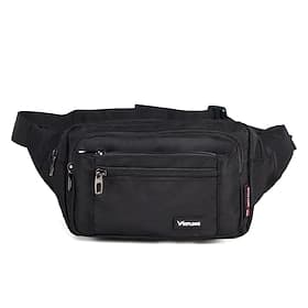 Schwarze Reise-Gürteltasche aus Nylon für Herren, Hüfttasche mit mehreren Taschen und verstellbarem Gurt für praktische und vielseitige Nutzung