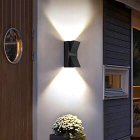 Led Outdoors Wall Lamp 5W 10W Up/Down Lighting Indoor Double-Head Curved Waterproof IP65 Wall Lamp Modern Ideal for Balcony, Garden, Terrace, Porch  Main Gate
