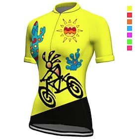 Femmes Maillot de cyclisme Graphique Manche Courte Cyclisme Maillot Top avec 3 poches arrière VTT Vélo tout terrain Cyclisme sur route Séchage Rapide Bandes ré