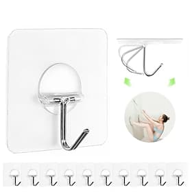 Adhesive Hooks for Hanging Heavy Duty Wall Hooks Self Adhesive Towel Coat Hooks Waterproof Transparent Hooks for Bathroom Shower Kitchen Keys Door Outdoor Home