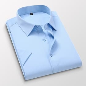 Per uomo Maglietta informale Camicie da lavoro Tinta unita / tinta unita Matrimonio Attività commerciale Rosa chiaro Blu chiaro Nero Bianco Manica corta Collet