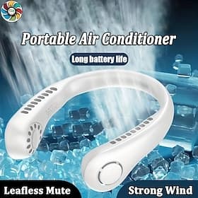 Portable Neck Fan Electric Wireless Fan USB Charging Mini Ventilator Cooling Vaneless Silent Neck Fan Sport Travel Work Learning Neck Hanging Shoulder Neck Fan