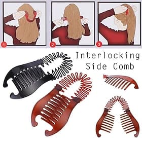 1pc Solid Banana Clip Elastic Hair Comb Vintage Ponytail Maker Minimalist Hair Styling Accessory