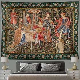 Medieval Painting Tapestry Middle Age Tapestry Wall Art Large Tapestry Mural Decor Photograph Backdrop Blanket Curtain Home Bedroom Living Room Decoration