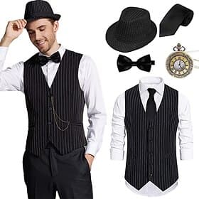 Roaring 20s 1920s Retro Vintage Outfits Vest Waistcoat The Great Gatsby Gentleman Gangster Fashion Fancy Dress Men's Christmas Halloween Carnival Prom Bachelor