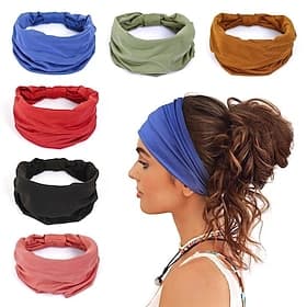 Wide Headbands For Women Non Slip Soft Elastic Hair Bands Yoga Running Sports Workout Gym Head Wraps , Knotted Cotton Cloth African Turbans Bandana