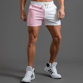 Herre Rosa shorts Atletisk shorts Aktiv shorts Svette shorts Lomme Fargeblokk Komfort Pustende utendørs Daglig Ut på byen Mote Fritid Mørk kaki HvitBlå