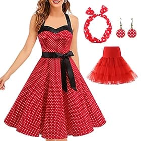 1950er Retro Vintage Rockabilly Reifrock Krinoline Tutu Ausgestelltes Kleid Tupfen Kostüm Damen Party / Abend Maskerade Junggesellinnenabschiedsparty Erwachsen