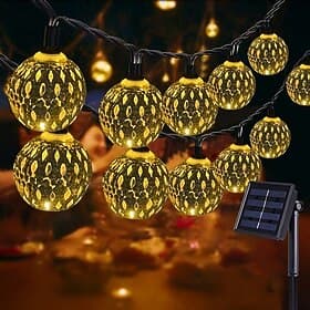 ElegantWeddingReceptionParty Solar Moroccan String Lights LED Globe Fairy Lights Outdoor Waterproof  8 Lighting Modes IP65 Waterproof Ball Light  Wedding Pa