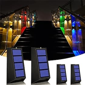 Lumière solaire extérieure de jardin rvb couleur changeante ip65 applique murale étanche éclairage solaire pour passerelle clôture escalier décoration de cour