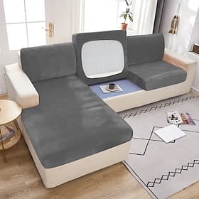Stretch Couch Covers Sofa Seat Burgundy Cushion Cover Velvet For Dogs Pet, Magic Sofa Cover Sectional Sofa Slipcover for Love Seat, L Shaped, 3 Seater, Washabl