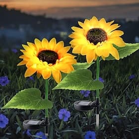 Solar Powered Sunflower Lights, Solar Garden Lights, Outdoor Decorative LED Garden Flower Stakes for Pathway  Lawn Decor
