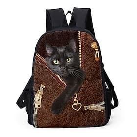 Zaino da ragazza con stampa di gatto nero, simpatico zaino scolastico 3D con animali per bambine, preadolescenti e adolescenti, con grande capacità per il rito