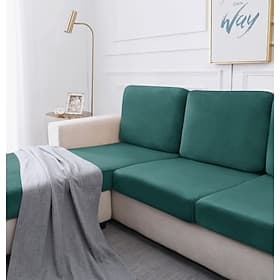 1 Piece Velvet Stretch Couch Cushion Cover Burgundy Plush Cushion Slipcover for Chair Cushion Furniture Protector Seat Cushion Sofa Cover with Elastic Bottom W