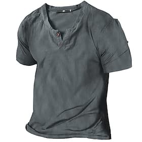 Men's Henley Shirt Tee Top Short Sleeve Plain Designer Basic Modern Contemporary Button-Down Henley Vacation Street Going out Summer White Henley T-Shirt