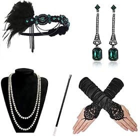 Anni 1920 Il grande Gatsby Abiti Set di accessori Invitato al matrimonio Costume Per donna Halloween Ricevimento di nozze Addio al Nubilato Adulti Guanti Orecc