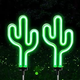 Lampes de jardin solaires lumières extérieures cactus/flamingo néons lumières extérieures étanches pour jardin patio cour décoration de voie