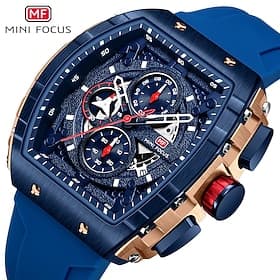 MINI FOCUS Quartz Sport Watch Gift for men Chronograph Luminous Calendar Army Mens Watches Top Brand Luxury Silicone Band Waterproof