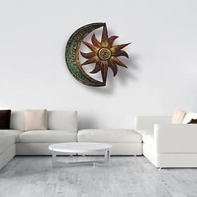 Metal Sun Moon Wall Decor, Flat Sun Wall Decor, Sun And Moon Wall Decor, Sun Wall Art, Garden Decor Room Decor Sun Wall Decor, Outdoor Sun Wall Art, Outdoor Me