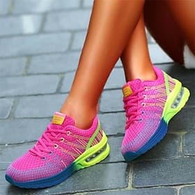Zapatillas de running coloridas con colchón de aire para mujer: zapatillas deportivas de malla transpirable para caminar, gimnasio y deportes al aire libre.