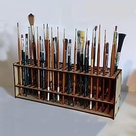 Wooden Brush Holder, Paintbrush Holder, Painting Pen Storage Rack, Desk Stand  Brush Holder Organizer, For Different Size Pens, Paint Brushes, Colored Pencils