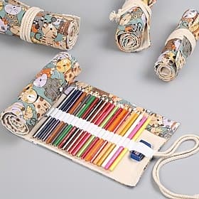 1pc crayon rouleau sac 12/24/36/48/72/108 trous art rouleau étui à crayons exquis crayon emballage sac étudiant papeterie sac de rangement fournitures scolaire