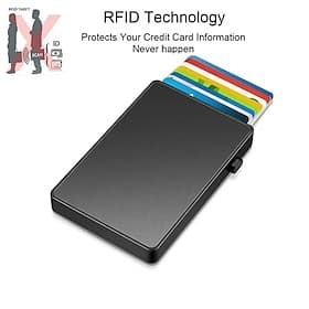 2 Pack Slim Aluminum Card Holder Wallet ID Credit Card Holder Mini RFID Blocking Automatic Pop Up Bank Card Case Organizer