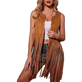 Årgang 1960erne Hippie Semsket vest Hippie Dusk Stribe Kostyme Dame Jente Halloween Maskerade Fest / aften Fritid / hverdag Pride-parade Voksne Vest Høst Vår s
