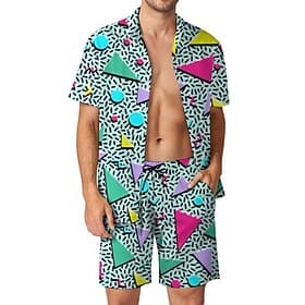 Klassisch 1980er Shorts Hemd Badeshorts Kostüm Herren Urlaub Alltagskleidung Pride Parade Erwachsene Hemd Shorts Sommer