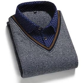 Men's Pullover Sweater Jumper Mens Dress Sweaters Ribbed Knit Regular Knitted Mock Collar Modern Contemporary Daily Wear Going out Clothing Apparel Winter Blue