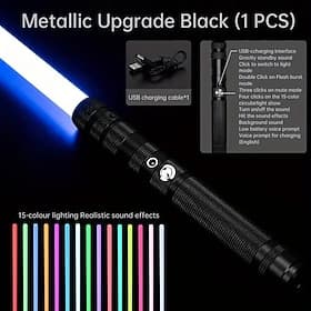 Leuchtspielzeug Metallgriff 3 Soundmodi wiederaufladbar Force FX Schweres Duell-Leuchtspielzeug-Set Cosplay Kinder Erwachsene für Hallows als Weihnachtsgeschen