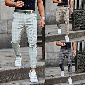 Herren Hose Hosen Chinesisch Chino Hose Jogginghosen Karierte Anzughose Kariert Gitter Weich In voller Länge Täglich Wochenende Büro / Geschäftlich Casual / sp