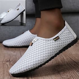 Chaussures à enfiler légères en maille pour hommes – mocassins décontractés respirants avec semelle antidérapante pour la marche, la conduite et les voyages d'