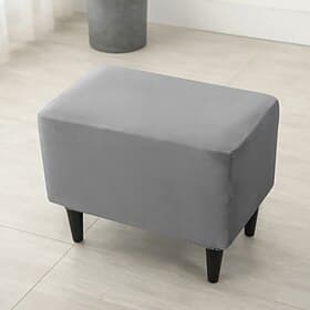 Stretch Velvet Ottoman Cover Burgundy Folding Storage Stool Furniture Protector Soft Rectangle Slipcover with Elastic Bottom Ottoman Cover