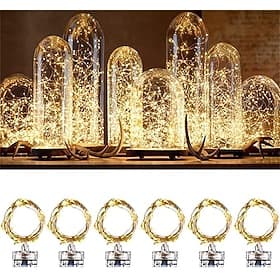 Elegant Bryllups Mottakelse Fest 10stk Vanntett LED Stearinlys Lysstrenger 1m 2m Kobbertråd Lysgarland Nedsenkbare Vaseflaske Eventyrlampe Bryllup