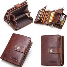 Man Purse Genuine Leather RFID Vintage Wallet Men with Coin Pocket Short Wallets Small Zipper Walet with Card Holders