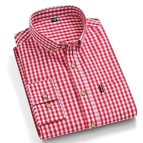 Dress Shirt Button Down Shirt Oxford Shirt Stripes and Plaid Wedding Office  Career Black Red Blue Long Sleeve Turndown Spring   Fall Clothing Apparel