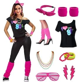 Retro Vintage Disco 1980s Outfits Accessories Off Shoulder T-Shirt I Love the 80's Fancy Dress Women's Masquerade Party / Evening Pride Parade Pride Month Adul