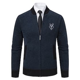 Men's Sweater Cardigan Sweater Mens Dress Sweaters Ribbed Knit Regular Knitted Stand Collar Warm Ups Modern Contemporary Back to School Daily Wear Clothing App
