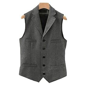 Per uomo Gilet Da tutti i giorni Da mare Per uscire Vintage Di tendenza Primavera  Autunno Pulsante Poliestere Comodo Liscio Monopetto A V Standard Blu chiaro