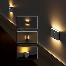 Drahtlose intelligente Bewegungsmelder-Lampe für Zuhause, Gang, LED-Nachtlicht, automatische Sprachsteuerung, Licht, Treppenhaus, Wandleuchte, USB-Aufladung