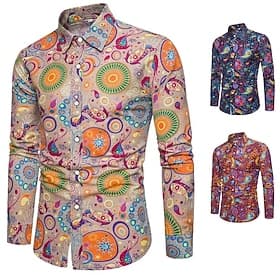 Retro / vintage 1970erne قميص Disk Blomstret Paisly Kostyme Herre Fritid / hverdag Pride-parade Pride måned Voksne Topp