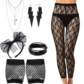 Années 1980 Gants Collier Leggings Fêtarde des années 80 Déguisement Femmes Mascarade Fête / Soirée Défilé de la Fierté Mois des Fiertés Adulte 1 Bracelet Pant