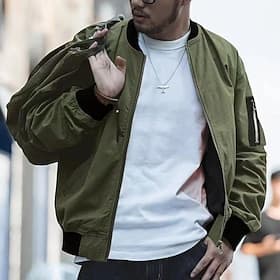 Men's Lightweight Jacket Summer Jacket Bomber Jacket Windbreaker Vacation Leisure Sports Windproof Layered Slim Fit Fall Pure Color Classic  Timeless Minimalis
