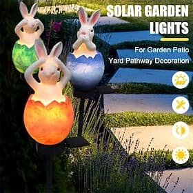 Solar Powered Rabbit Egg Lawn Light Easter Decor Outdoor Waterproof Ground Plug Lamp Garden Courtyard Landscape Decor Lights