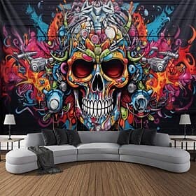 Graffiti Skulls Hanging Tapestry Wall Art Large Tapestry Mural Decor Photograph Backdrop Blanket Curtain Home Bedroom Living Room Decoration  Decorations