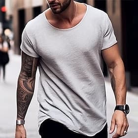 Men's T Shirt Tee Top Short Sleeves Crew Neck Summer Plain Fashion Designer Basic Vacation Street Going out White Top Tee for Men