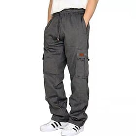 Homme Jogging Cargo Joggings Joggeurs Pantalon en polaire Pantalons Avec Poches Jambe Droite Uni Confort Doux Quotidien Extérieur Sortir Mode Occasionnel Noir