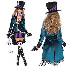 Mad Hatter Halloween Cosplay Costume Outfits Alice's Adventures in Wonderland Party Cosplay Adults' Women's Halloween Mardi Gras Easy Halloween Costumes Dress