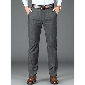 Homme pantalon de costume Pantalon Pantalon de costume Poche Jambe droite marinière Bureau Entreprise Casual Mode basique Noir Gris